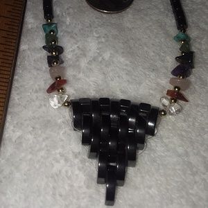 Hematite Strand Necklace with Multi Gemstones